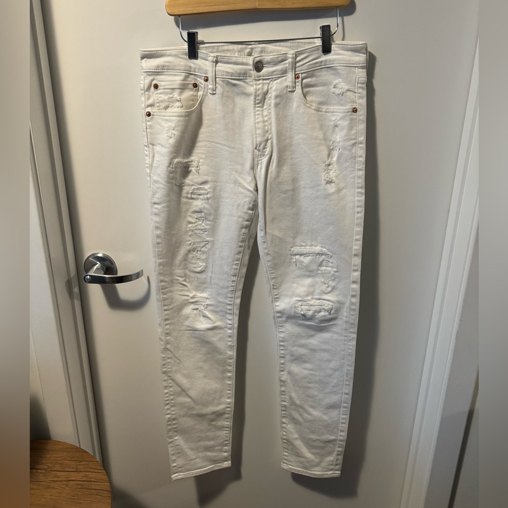 American Eagle Men’s AirFlex Skinny Jeans with rips | White | W - 34 | L - 32